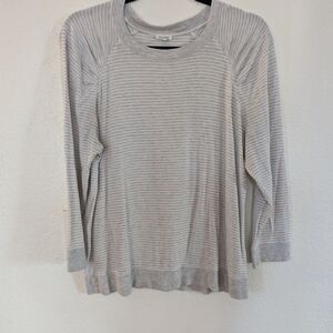 Haven Well Within Grey Stripped Ruched Lounge Pillover Sweater Cozy Cottagecore